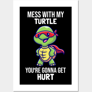 Cute Kawaii Turtle Lover Hero Animal Posters and Art